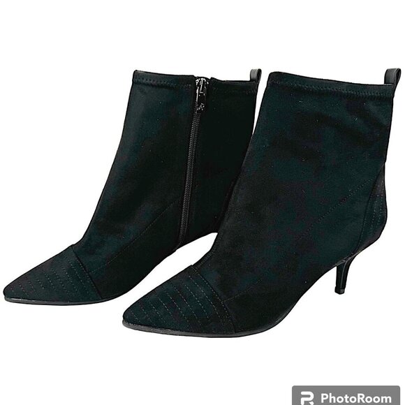 Adrianna Papell Shoes - Adrianna Papell NEW Helene Micro Suede Black Ankle Bootie Pump Heels 7M & 7.5M